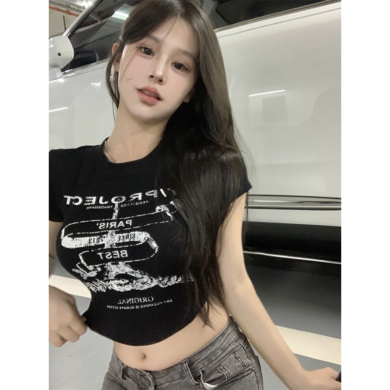 Áo Thun Nữ Ngắn Tay Cổ Tròn In Chữ