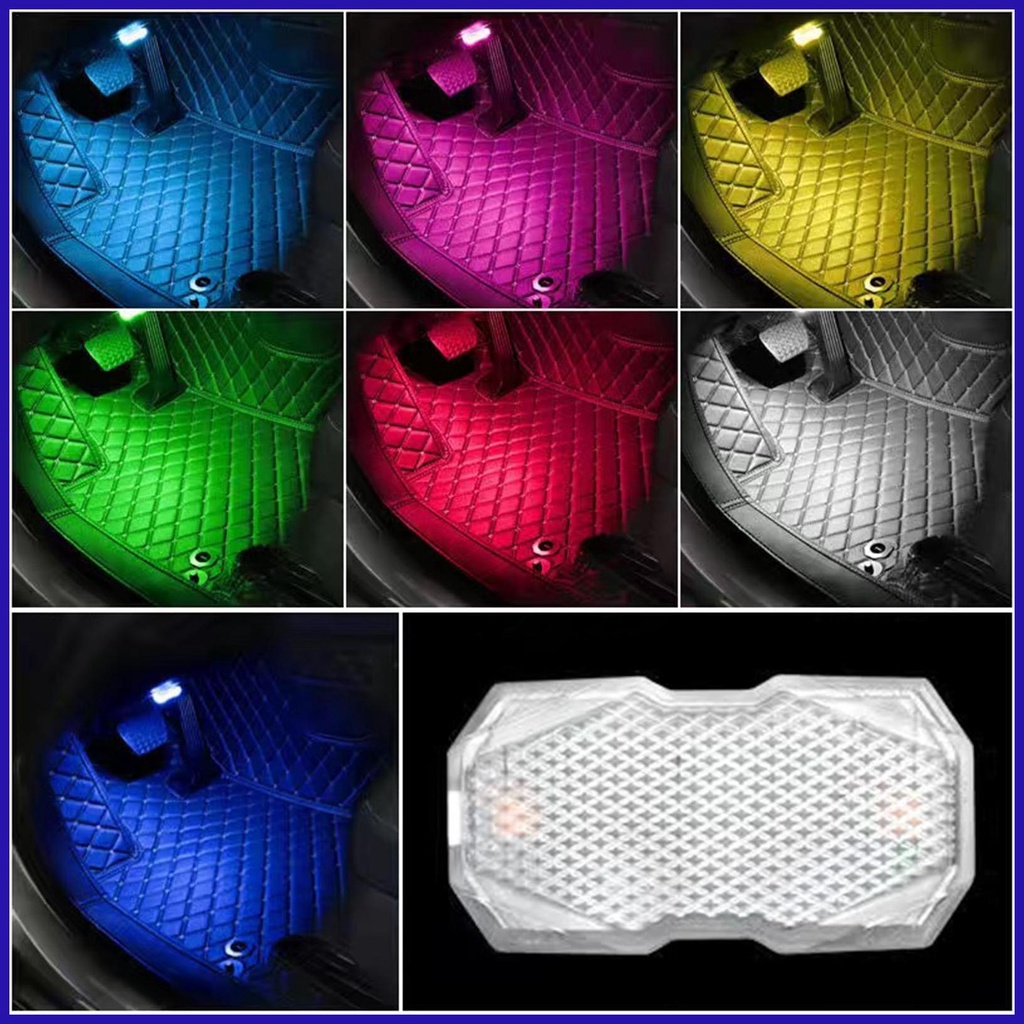 Đèn Led RGB 7 Màu Không Dây Mini Cảm Ứng Ánh Sáng Cho Nội Thất Xe Hơi