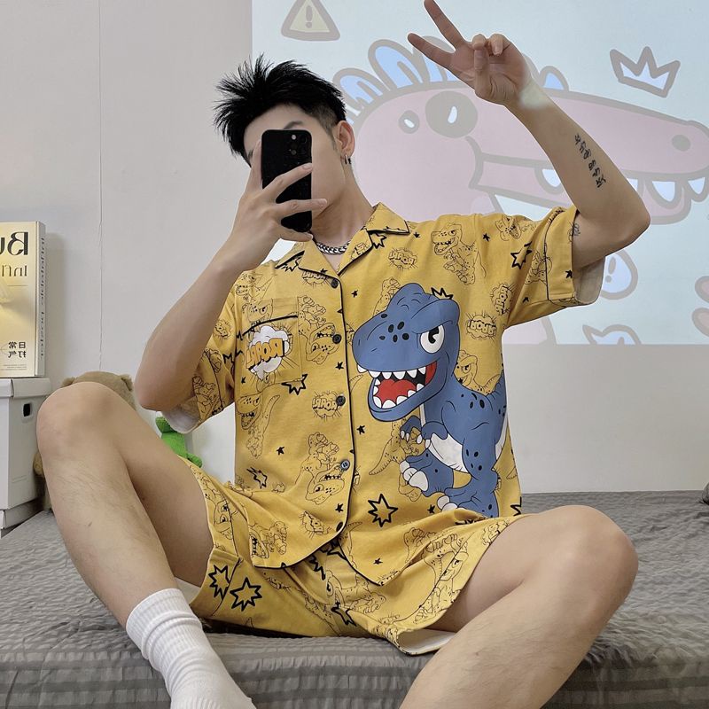 Bộ Đồ Ngủ Ngắn Tay Họa Tiết Hoạt Hình Thời Trang Mùa Hè Cho Nam