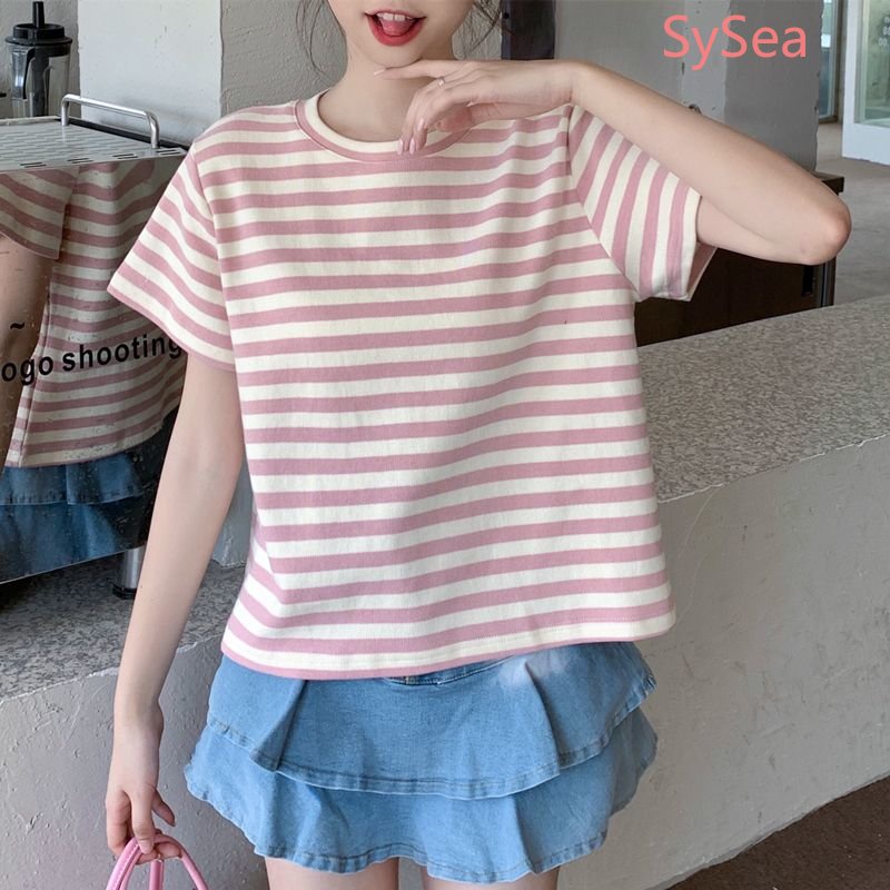 Áo Dệt Kim Kẻ Sọc Dáng Rộng Thời Trang Mùa Hè Hàn Quốc Cho Nữ
