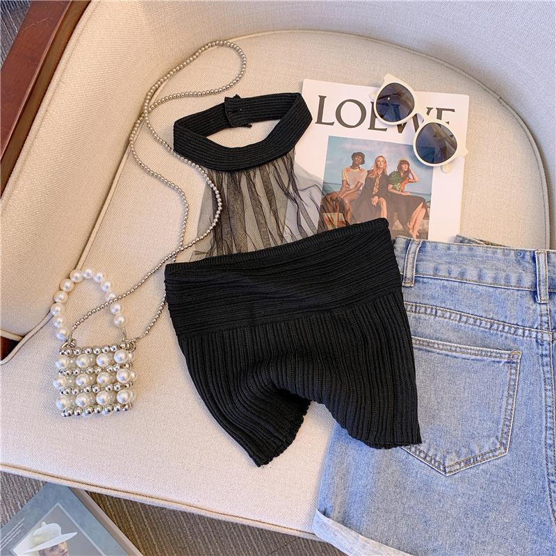 Áo Hai Dây Ngắn Mỏng Phối Lưới Thời Trang Mùa Hè Cho Nữ