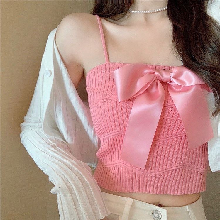 Áo Dệt Kim Quấn Ngực Thắt Nơ Dáng Ôm Gợi Cảm Thời Trang Mùa Hè Dành Cho Bạn Nữ