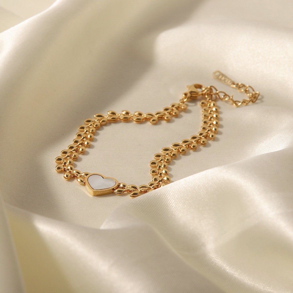 Vòng Tay Vỏ Sò Trắng 18K Bằng Thép Không Gỉ S061 Phong Cách Vintage