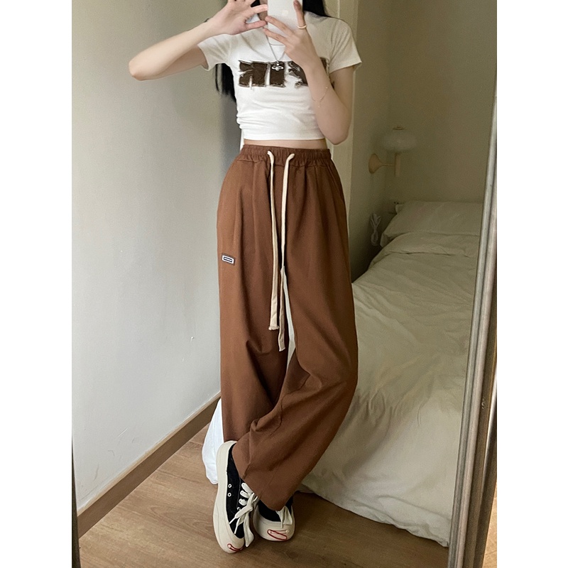 SUXI Quần Dài Ống Đứng Dáng Rộng Màu Sắc Đơn Giản Thời Trang Mùa Hè Theo Phong Cách Vintage