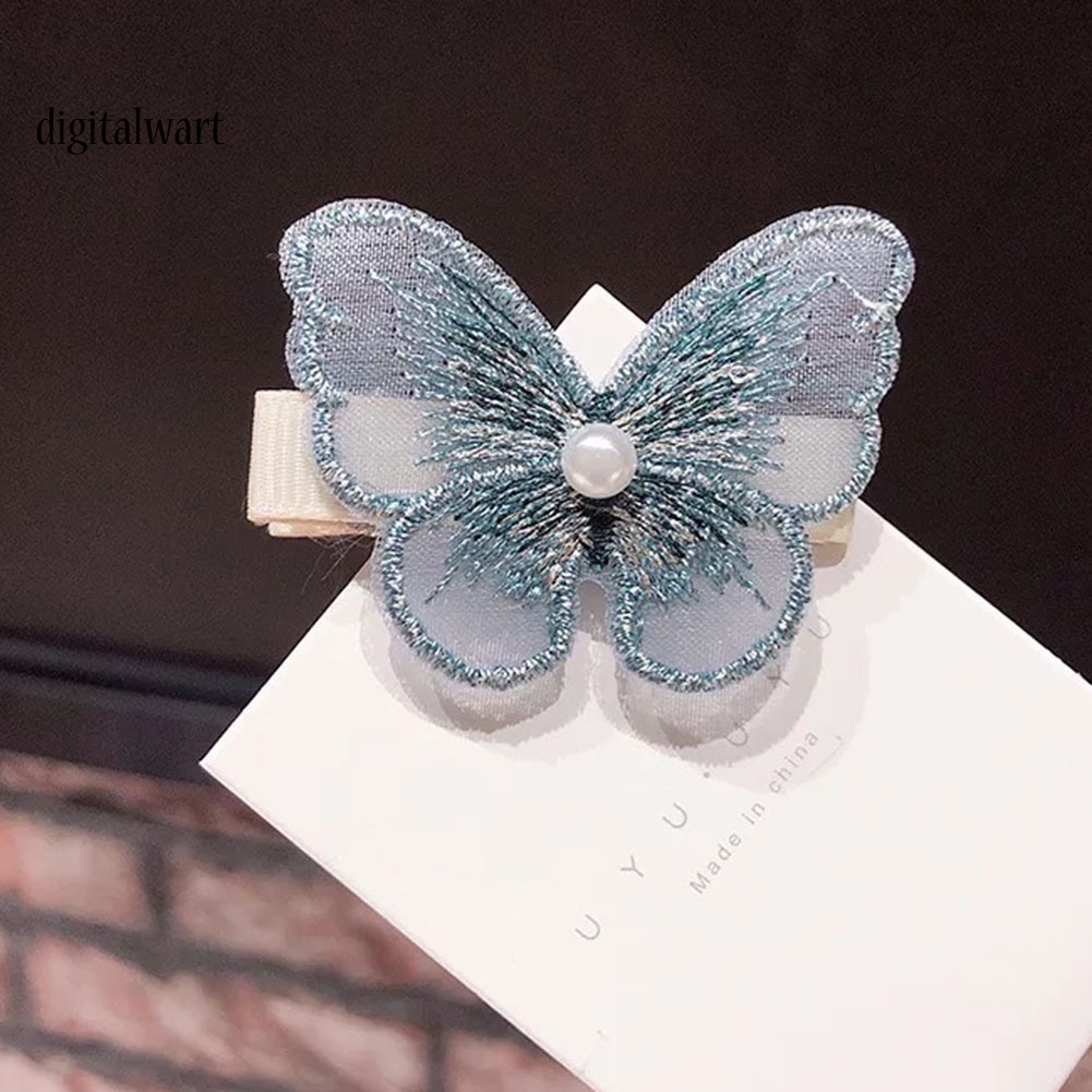 Kỹ Thuật Số| Set 5 Kẹp Tóc Bướm 3D Đính Ngọc Trai Giả Thời Trang Nữ