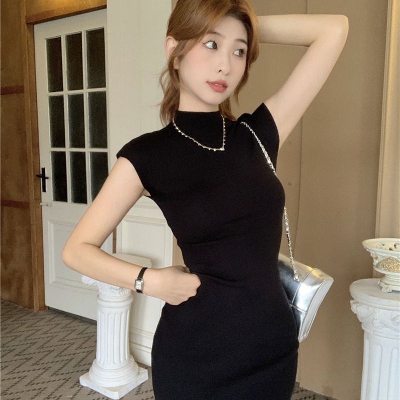 COZOK Đầm Dệt Kim Tay Cánh Tiên Màu Sắc Thanh Lịch Cho Nữ