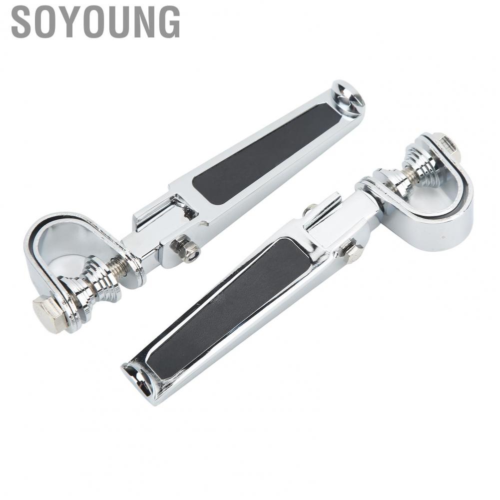 Soyoung Engine Guard Foot Pedals  2PCS U Clamp Foot Pegs Ergonomic Comfortable Riding  for Motorcycle Street Bike with 1in ‑ 1‑1/4in Highway Bar