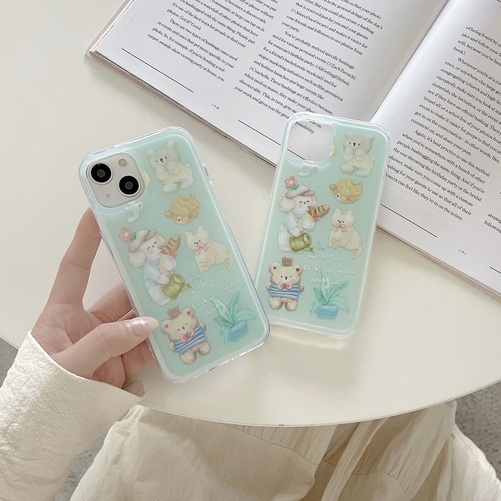 Ốp Điện Thoại TPU Silicon Mềm Trong Suốt Họa Tiết Hoạt Hình Cho iPhone11 12 13 14 Pro Max