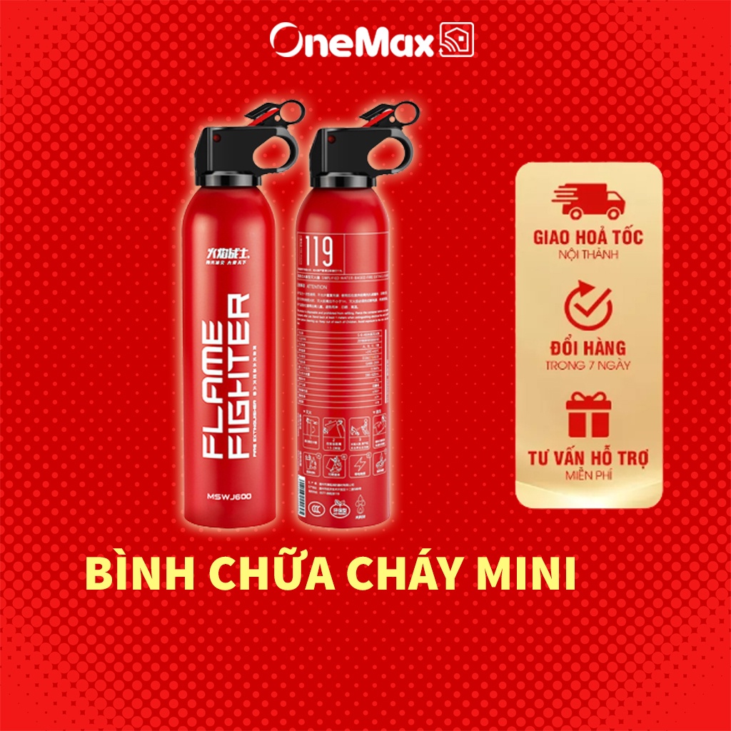 Bình chữa cháy mini ONEMAX - nhỏ gọn, dễ dàng sử dụng, dành cho xe hơi, ô tô, hộ gia đình 600ml