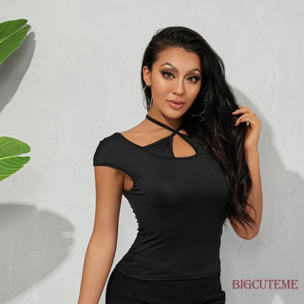 Áo Thun Tay Ngắn Màu Trơn Dáng Ôm Thời Trang Mùa Hè Dành Cho Nữ