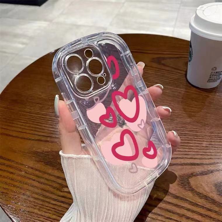Ốp Điện Thoại TPU Mềm Chống Sốc Họa Tiết Trái Tim Hoạt Hình Cho Iphone 14 Plus 13 Pro Max 12 Mini 11 X Xs Xr 8 7