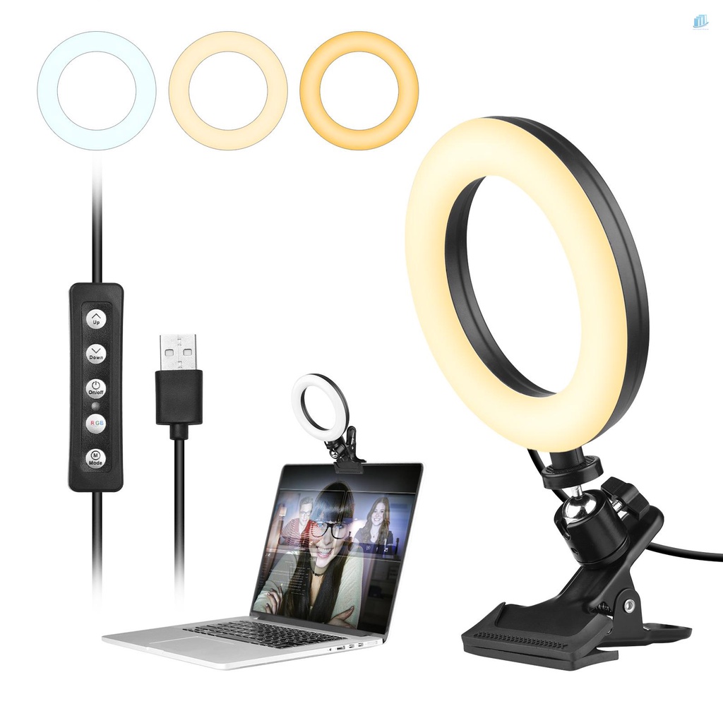 Bộ Vòng Đèn Led 6 Inch RGB + Kẹp Bi Màu Nhiệt Độ 2850K-6500K Có Thể Điều Chỉnh Độ Sáng Đa Chế Độ RGB