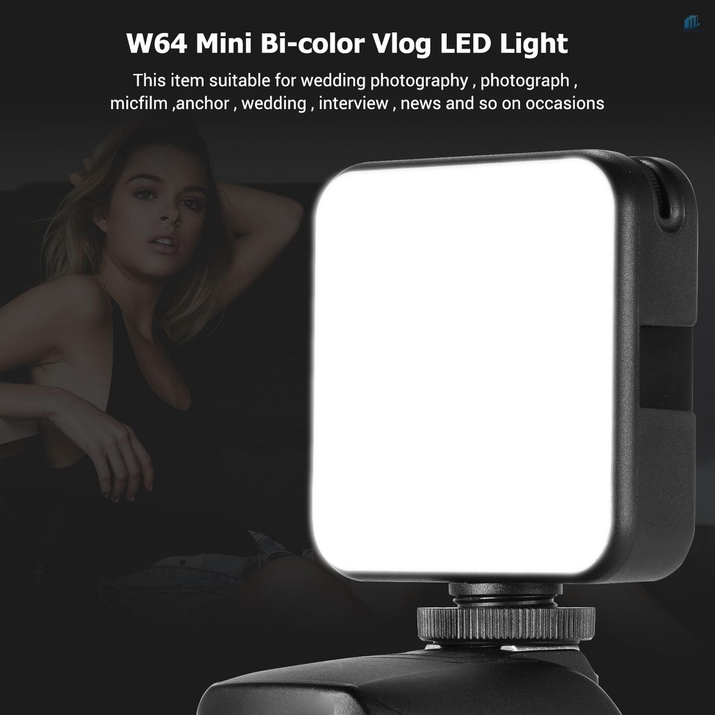 1 Đèn LED Andoer W64 Mini Hai Màu 2500K-6500K 6W Tích Hợp Pin Sạc Tích Hợp 3 Giá Đỡ Cho Máy Ảnh DSLR