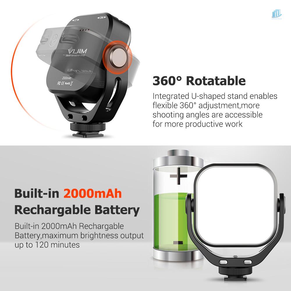 Đèn LED Mini smartwatchinone VL66 Mini Video 6W CRI95 2500K-6500K Pin 2000mAh Có Thể Sạc Lại