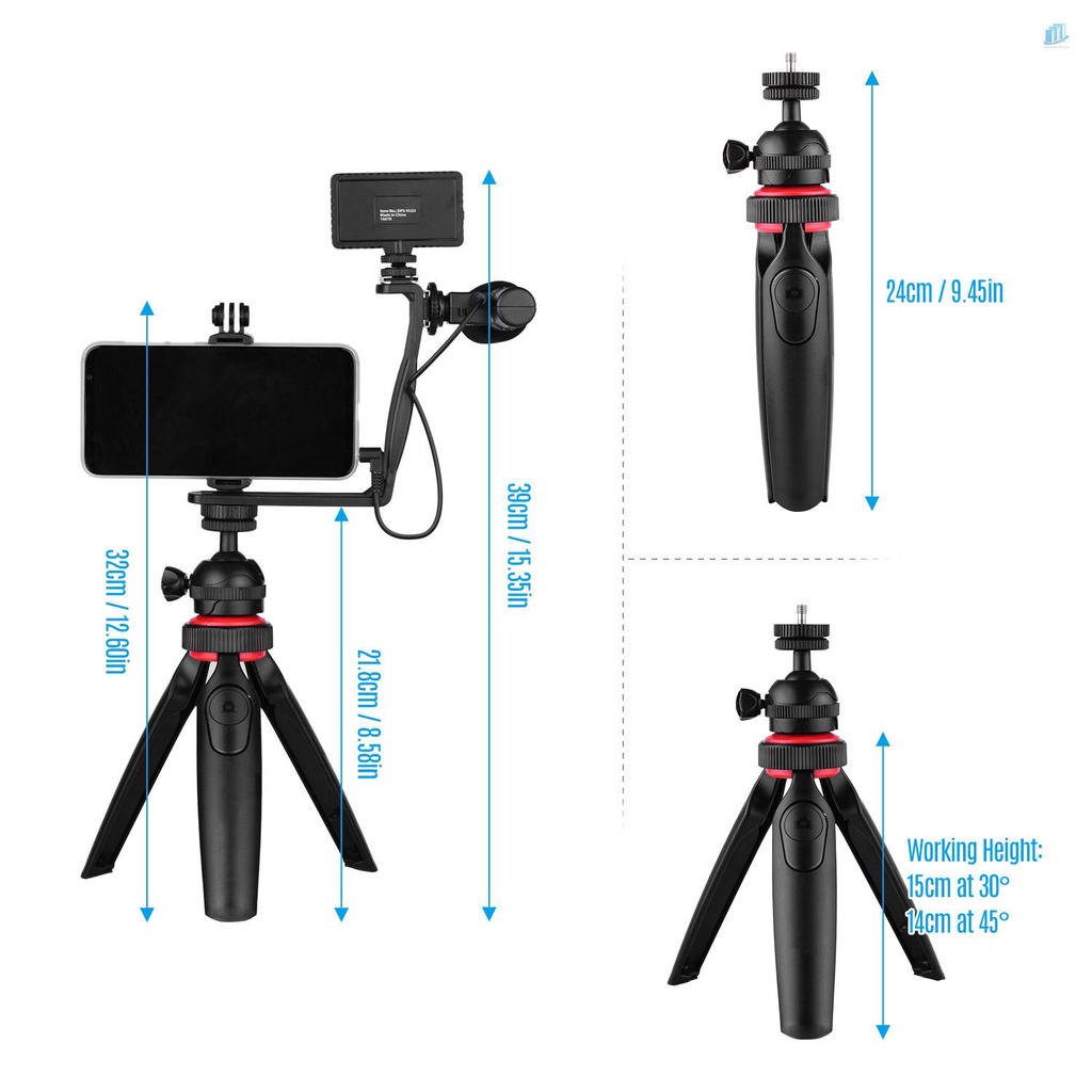 Bộ Dụng Cụ Vlog Với Giá Đỡ Ba Chân Đầu Bi Và Đèn LED Kèm 3 Đầu Khuếch Tán Điều Khiển Cho Điện Thoại Thông Minh / Máy Quay Hành Động