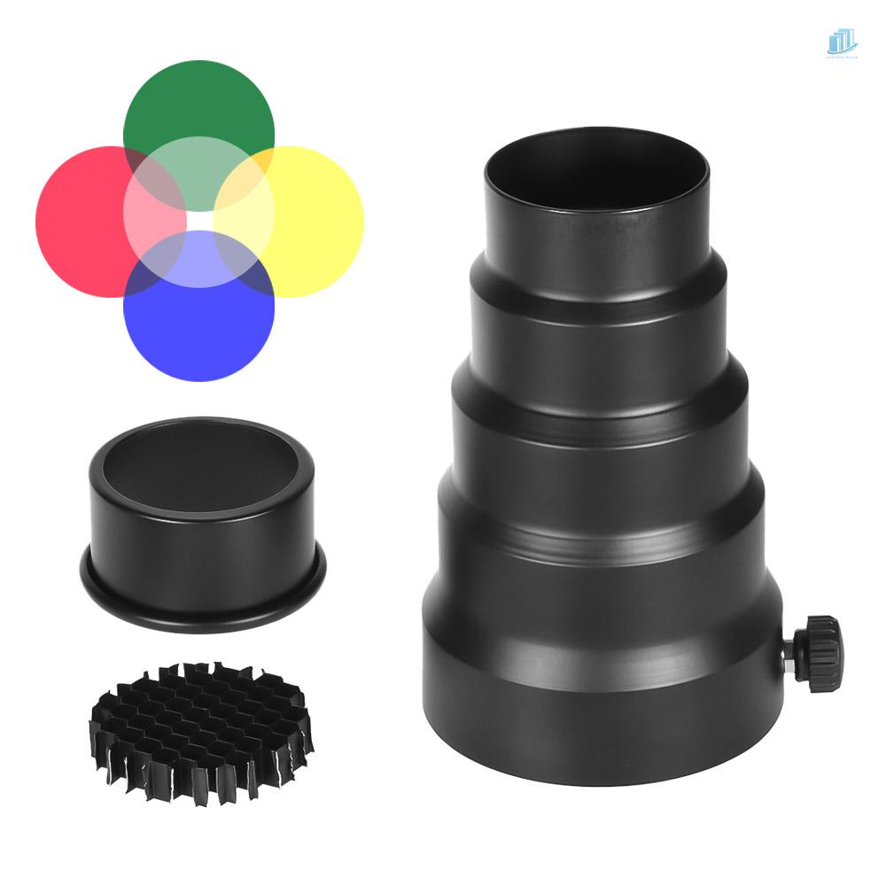 Bộ 5 Đèn Flash Andoer Mini 98mm Với Lưới Tổ Ong Lọc Màu Cho Neewer Andoer Godox 180W 250W 300W