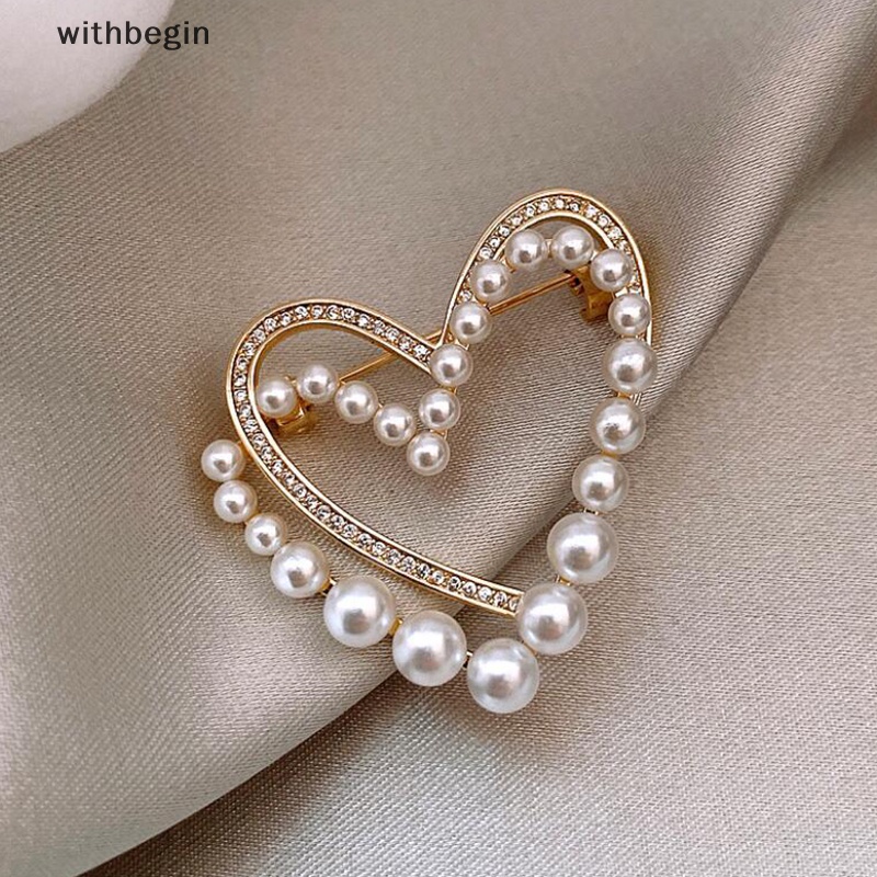 Ghim Cài Áo Hình Trái Tim Đính Pha Lê / Ngọc Trai Thời Trang