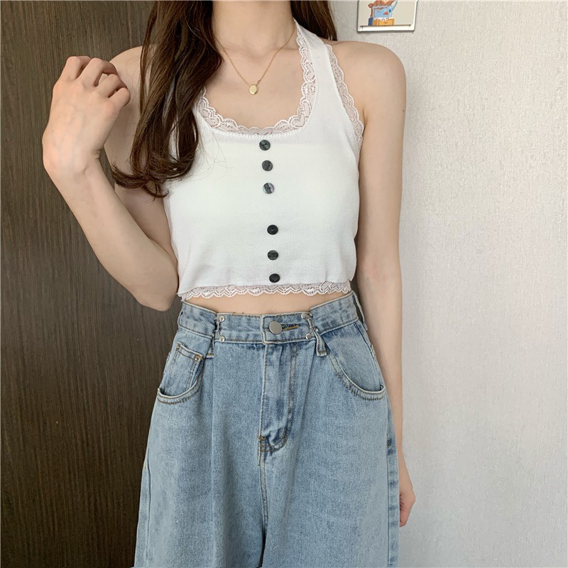 NZN Áo Ren Sát Nách Cổ Yếm Thời Trang Quyến Rũ Cho Nữ