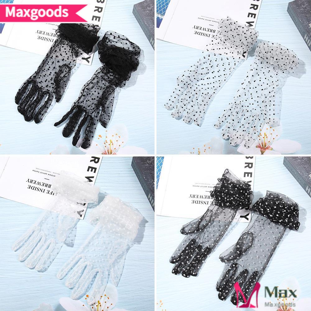 Đôi Găng Tay Vải Tuyn Phối Ren Siêu Mỏng Co Giãn Phong Cách Vintage