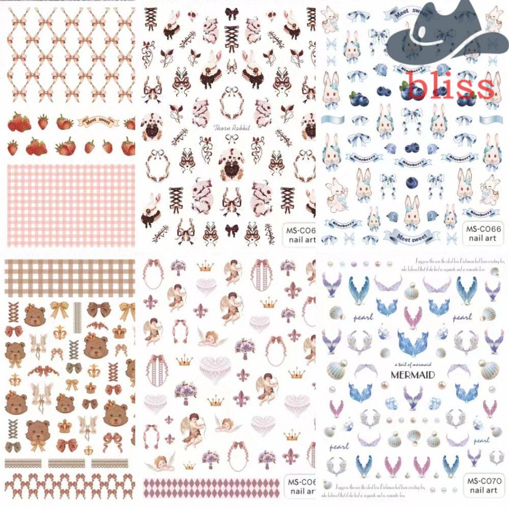 Miếng Dán Trang Trí Móng Tay Hình Thỏ / Gấu Kuromi Melody Cinnamoroll