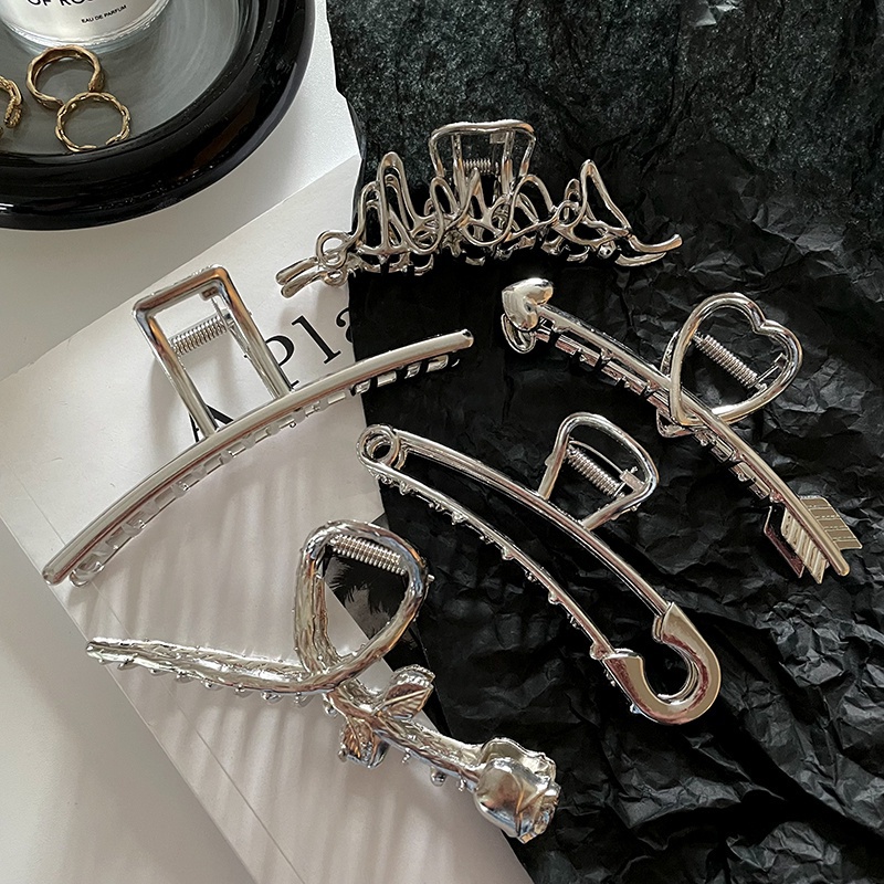 Kẹp Tóc Đa Góc Bằng Kim Loại Màu Bạc Thời Trang