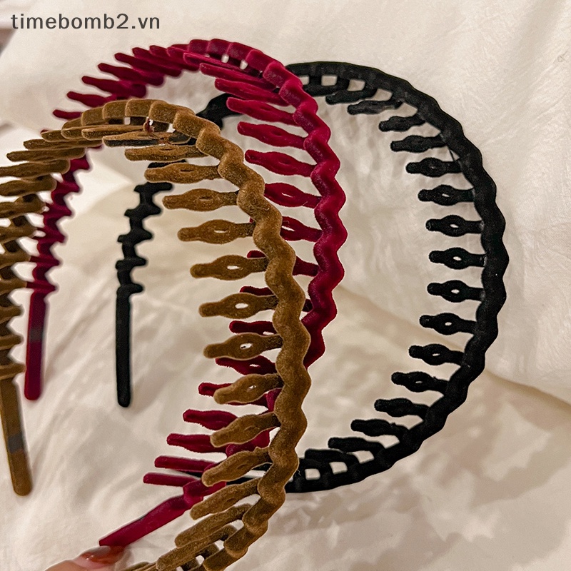 Băng Đô Cài Tóc Màu Trơn Có Răng Chống Trượt Thời Trang Cho Nữ