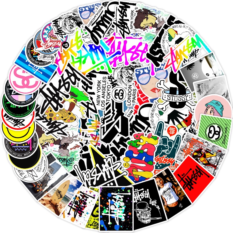 Z&M❀ Sticker Dán Trang Trí Hình Chữ Stussy Độc Đáo ❀ Bộ 50 Miếng Dán Chống Thấm Nước Đồ Chơi Chất Lượng Cao