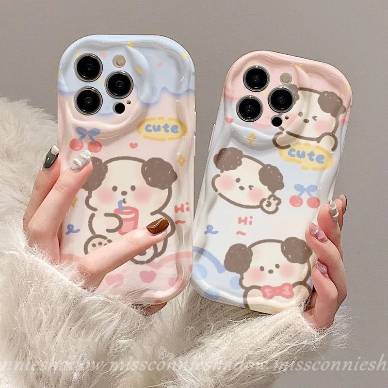 MissConnie Ốp Điện Thoại Viền Cong Hình Chú Chó Hoạt Hình 3D Cho iPhone 7 8 6s 6 + 11 14 12 13 Pro Max XR X XS Max SE 2020 7 + 8 +