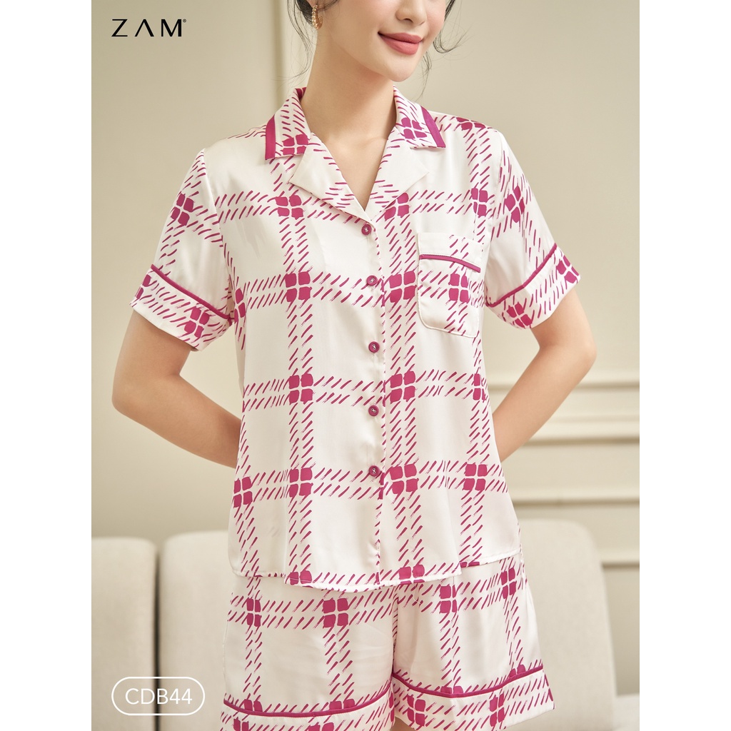 ZAM - CDB44 - Ngắn tay quần đùi TARTAN HỒNG