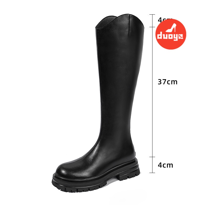 Duoya Giày Bốt Ống Dài Mỏng Màu Nâu Phong Cách Mới Mùa Thu Cho Nữ