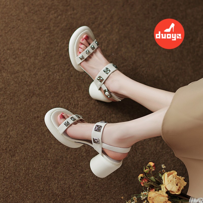 Duoya Tóc Thẳng ~ [Hàng Có Sẵn] Sandal Cao Gót Hở Ngón Đế Dày Không Thấm Nước Thoải Mái Thời Trang Cho Nữ Miễn Phí Vận Chuyển