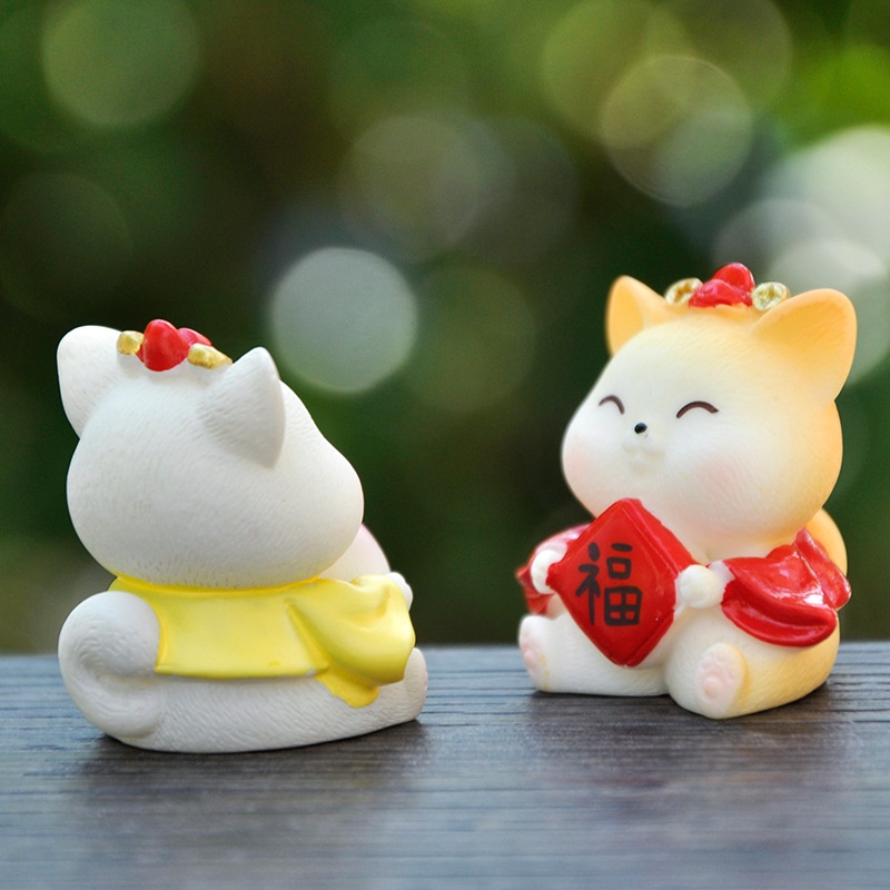 Mô Hình Tiểu Cảnh "Tượng Mèo Tài Lộc Mini" Trang Trí Sen Đá, Sân Vườn/ Chậu Cây, DYI, Terrarium