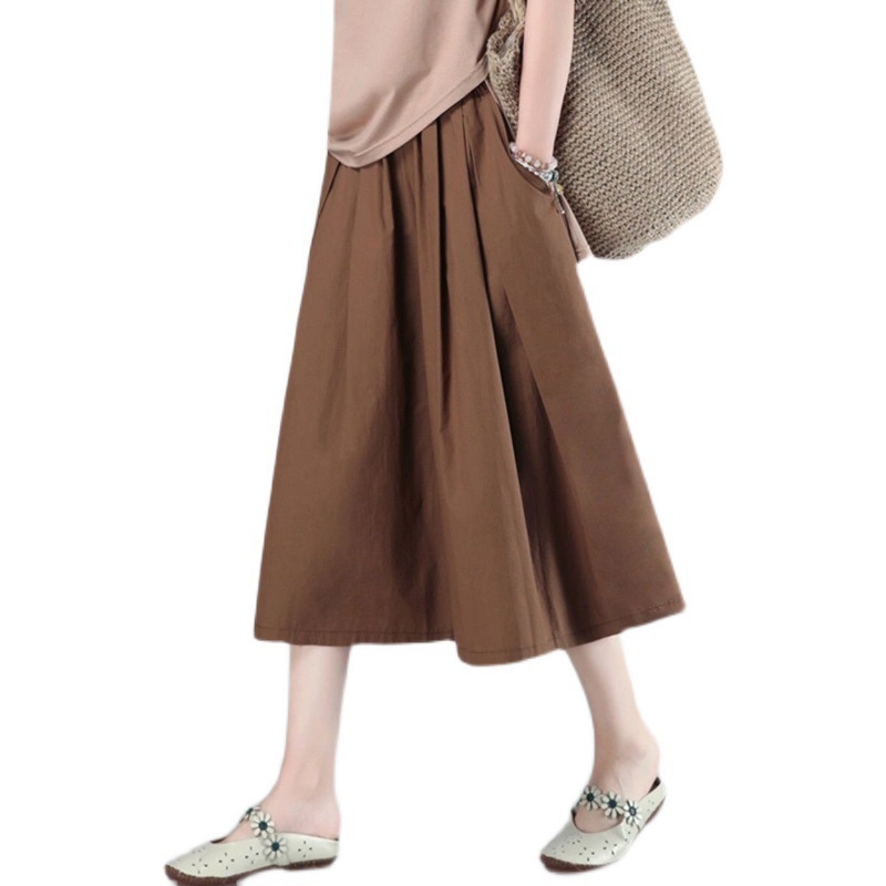 Quần Dài Đến Đầu Gối Dáng Rộng Bằng Vải Cotton Lanh Thoáng Khí Lưng Thun Co Giãn Phong Cách Hàn Quốc Thời Trang Mù