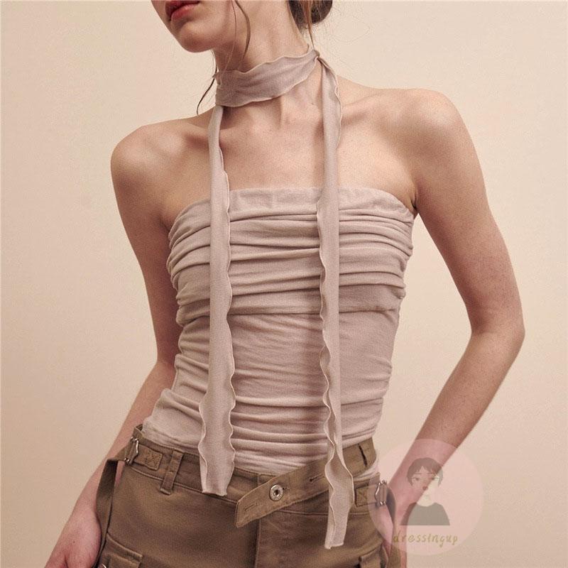 Áo Lửng Cổ Yếm Hở Vai Thời Trang Mùa Hè Quyến Rũ Dành Cho Nữ