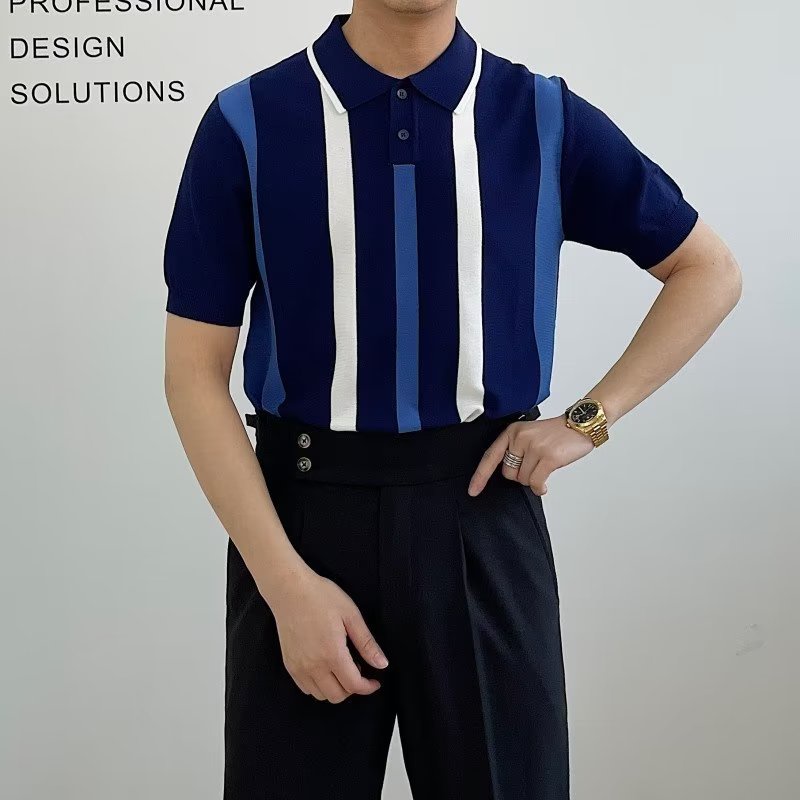 Áo Polo Dệt Kim Tay Ngắn Thoáng Khí Thời Trang Mùa Hè Cho Nam