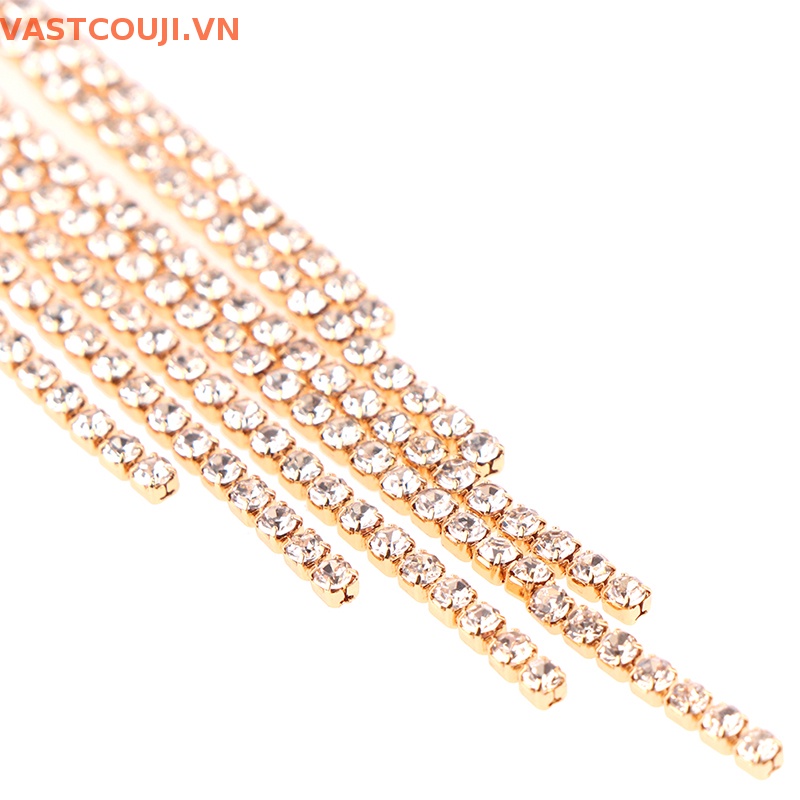 Bông Tai Mạ Bạc 925 Dáng Dài Đính Pha Lê Lấp Lánh Phong Cách Cổ Điển Cho Nữ