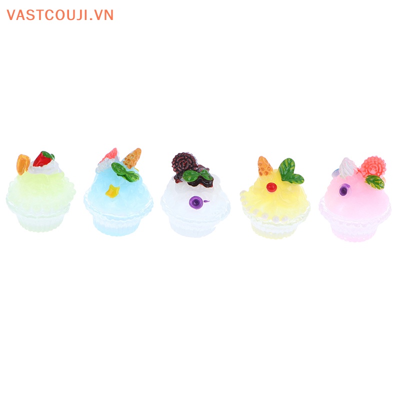 Bộ 5 Mô Hình Tô Và Que Kem Bằng Resin Resin Dùng Trang Trí Sổ Tay / Điện Thoại DIY