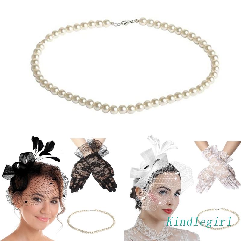 King Nơ Cài Mũ Lưới Phối Lông Vũ Và Găng Tay Thời Trang Dự Tiệc Cocktail Cho Nữ