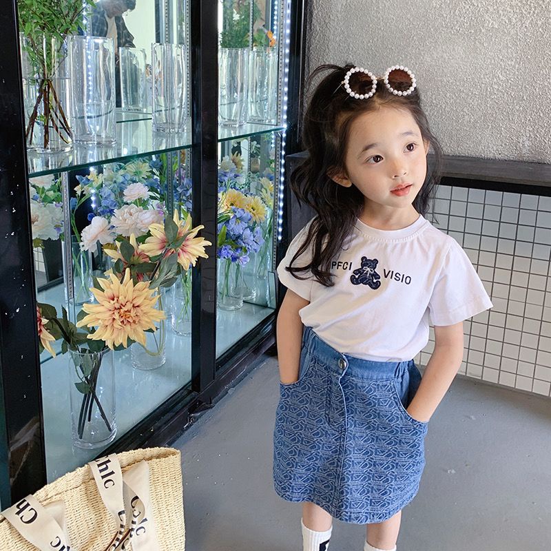 Bộ Đồ Denim 3 Món Thoáng Khí Thoải Mái Phong Cách Hàn Quốc Thời Trang Mùa Hè Cho Bé Gái