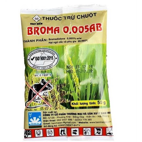 Thuốc diệt chuột sinh học dạng lúa Broma 0.005AB - Gói 50g