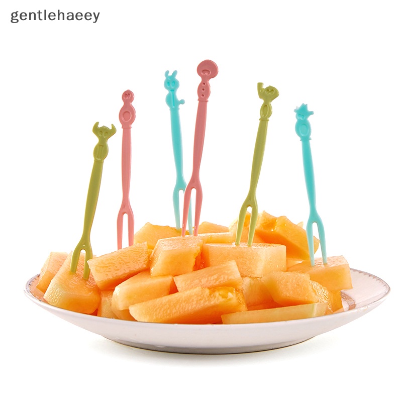 Set 50 Nĩa Ăn Trái Cây / Tráng Miệng Bằng Nhựa Họa Tiết Hoạt Hình Dành Cho Trẻ Em