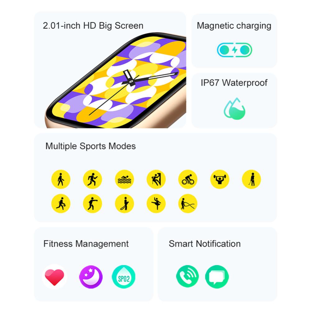 Đồng Hồ Thông Minh CFSTORE P59 Màn Hình Xoay 2.01 Inch Bluetooth Hỗ Trợ Theo Dõi Giấc Ngủ Cho Nam Nữ H7J9