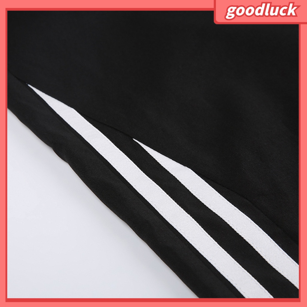 [ULK] Quần Thể Thao Ống Rộng Thẳng Lưng Cao Co Giãn Có Túi Bên Hông Kẻ Sọc Mùa Thu Đông Đường Phố Cho Nữ