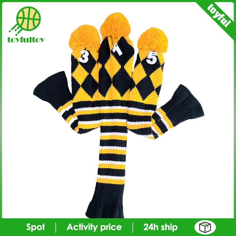 Bộ 3 Vỏ Bọc Đầu Gậy Đánh Golf Dệt Kim Thủ Công 3 5