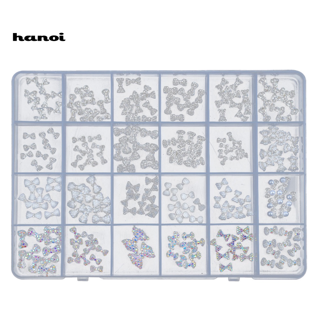 Hộp 24 Ô Đá Nhiều Màu Sắc Trang Trí Móng Tay Nghệ Thuật