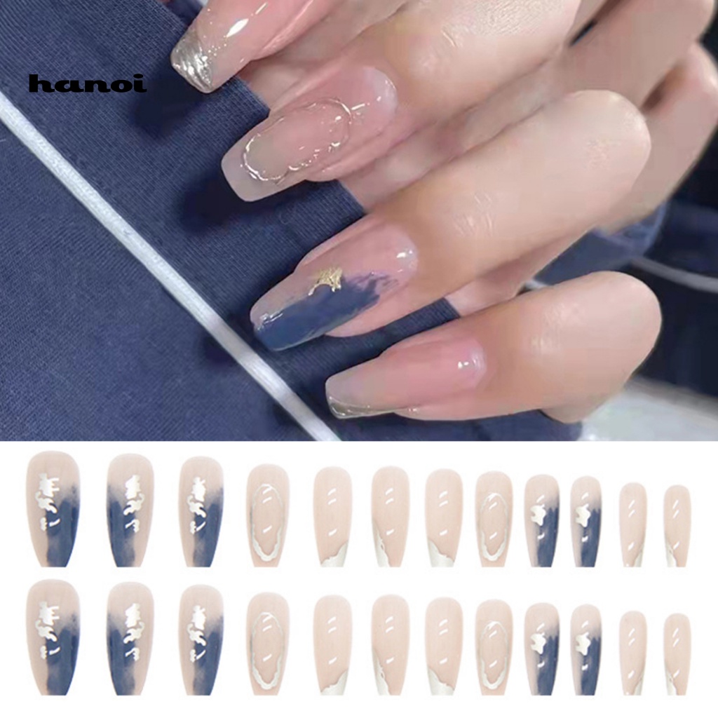 Miếng Dán Trang Trí Móng Tay Bằng ABS Màu Gradient Xanh Dương Dễ Sử Dụng Dành Cho Nữ