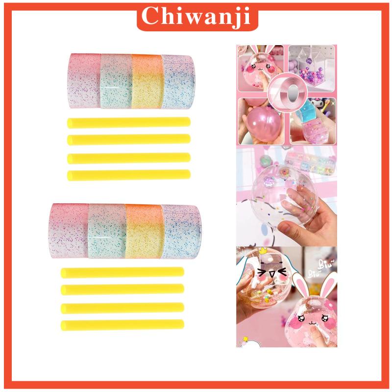 Bộ 4 Cuộn Băng Dính Nano Lấp Lánh Trong Suốt Dùng Làm Đồ Thủ Công DIY