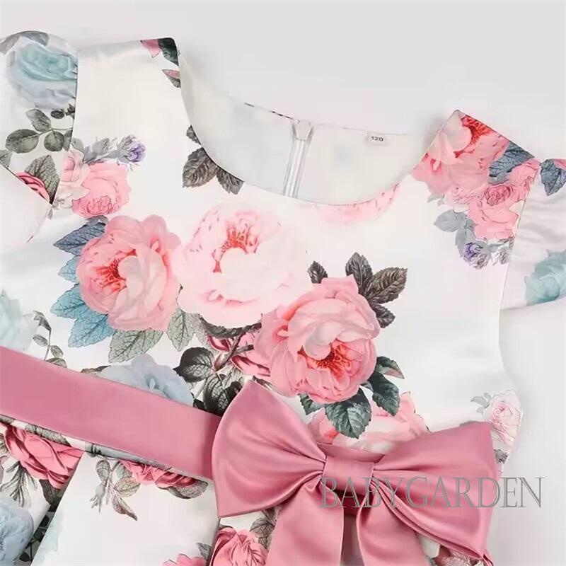 Đầm Tay Ngắn Dáng Chữ A Phối Nơ Thời Trang Mùa Hè Xinh Xắn Cho Bé Gái Từ 2-10 Tuổi