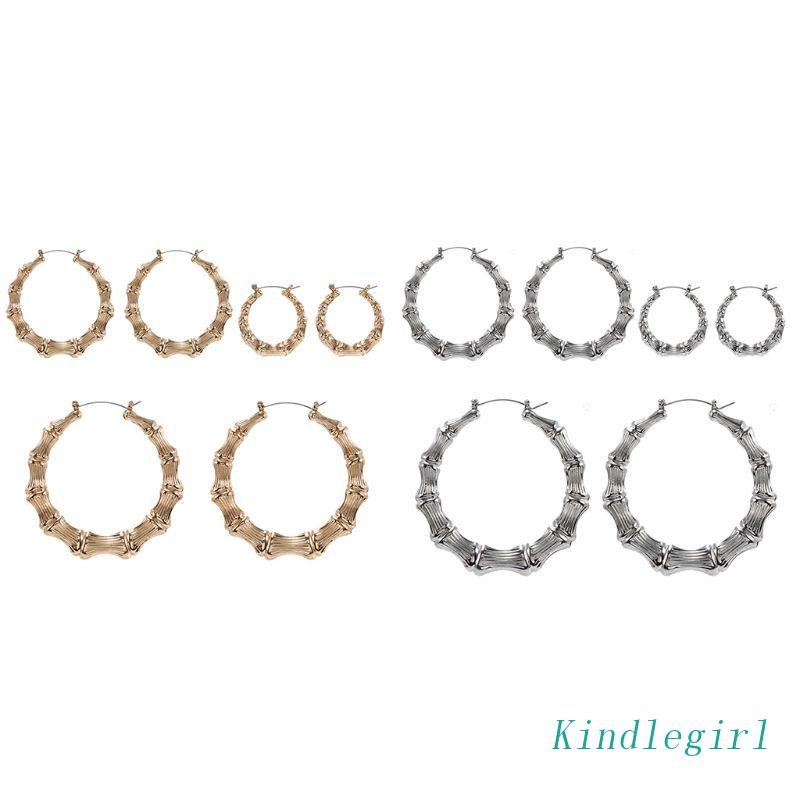 Khuyên Tai Tròn Lớn Bằng Tre Màu Vàng Kim / Bạc Quyến Rũ Cho Nữ