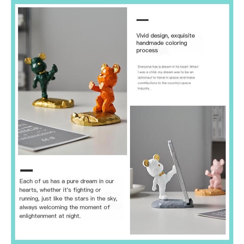 Giá Đỡ Điện Thoại Bằng Resin Hình Gấu Violent Sáng Tạo Vui Nhộn Để Bàn Trang Trí Phòng Khách